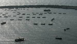 A general view is seen of the Gaza Seaport