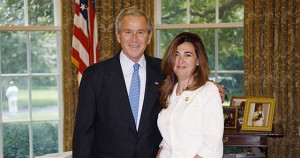Ambassador-Houda-Ezra-Ebrahim-Nonoo-with-President-GW-Bush