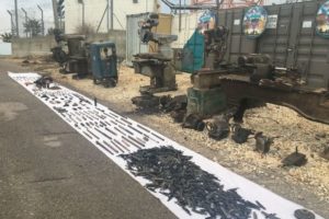 IDF Spokesperson's Unit "A display of all the weapons seized by the Israeli military at an overnight raid at an illegal arms factory near Hebron"