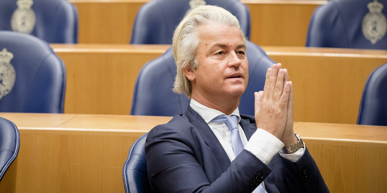 Geert Wilders, leader of right-wing Dutch Party for Freedom (Partij voor de Vrijheid - PVV), is pictured at the Senate (Tweede Kamer) at the Binnenhof in The Hague, The Netherlands, on November 17, 2016. Dutch prosecutors demanded a 5,000-euro fine for controversial anti-Islam MP Geert Wilders in his hate-speech trial on November 17, saying he "insulted Moroccans" and sowed discord among citizens. Neither Wilders -- who has snubbed the sittings at a high security courthouse near Schiphol airport -- nor his lawyer were present as prosecutors wrapped up their case. Wilders, 53, is facing charges of insulting a racial group and inciting racial hatred after statements he made about Moroccans living in the Netherlands. Due to run until November 25, the trial focuses on a March 2014 election rally when Wilders asked supporters whether they wanted "fewer or more Moroccans" in the country. / AFP PHOTO / ANP / Bart Maat / Netherlands OUT